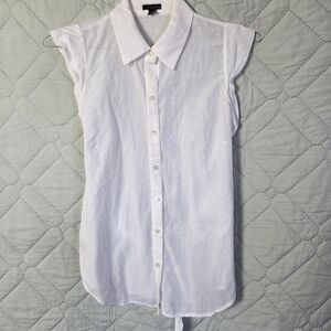Ann Taylor White Sleeveless Button-Up Blouse Sz 10